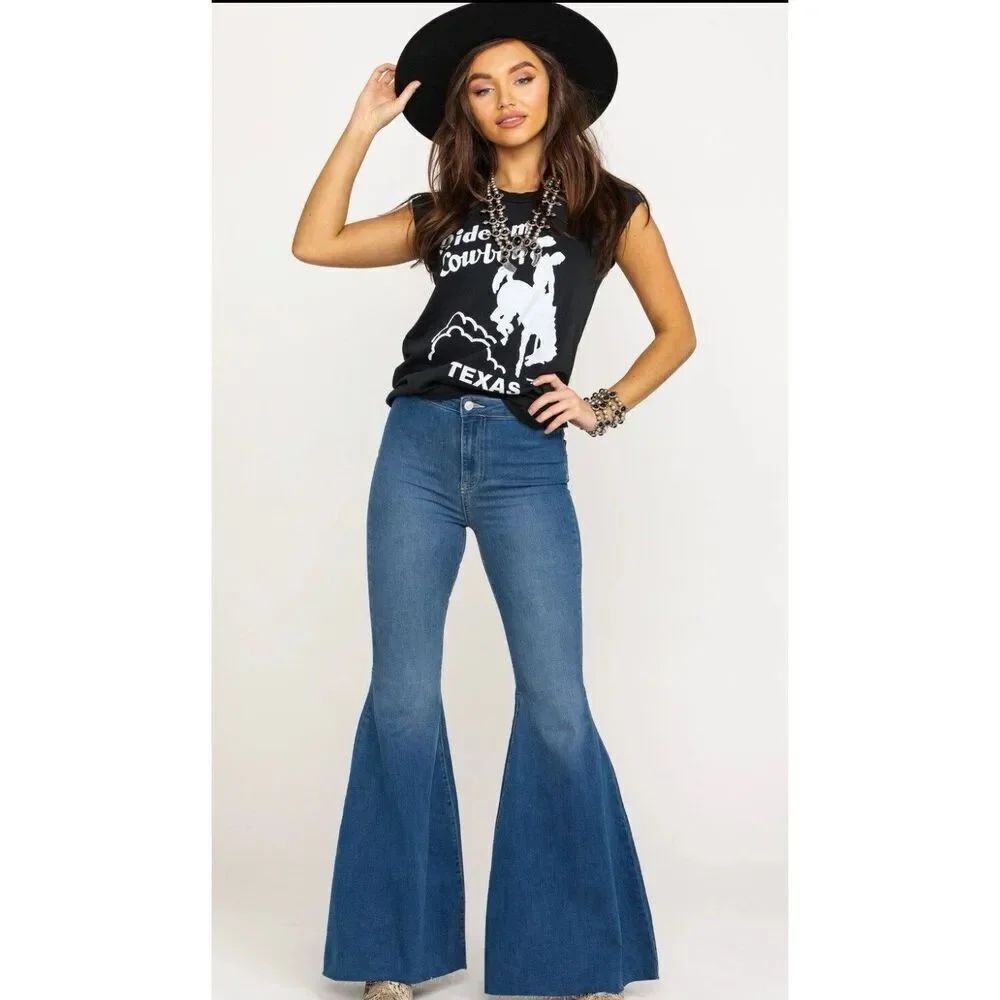 Free People Just Float On Flare High Rise Stretch Boho Western Jeans (2)26